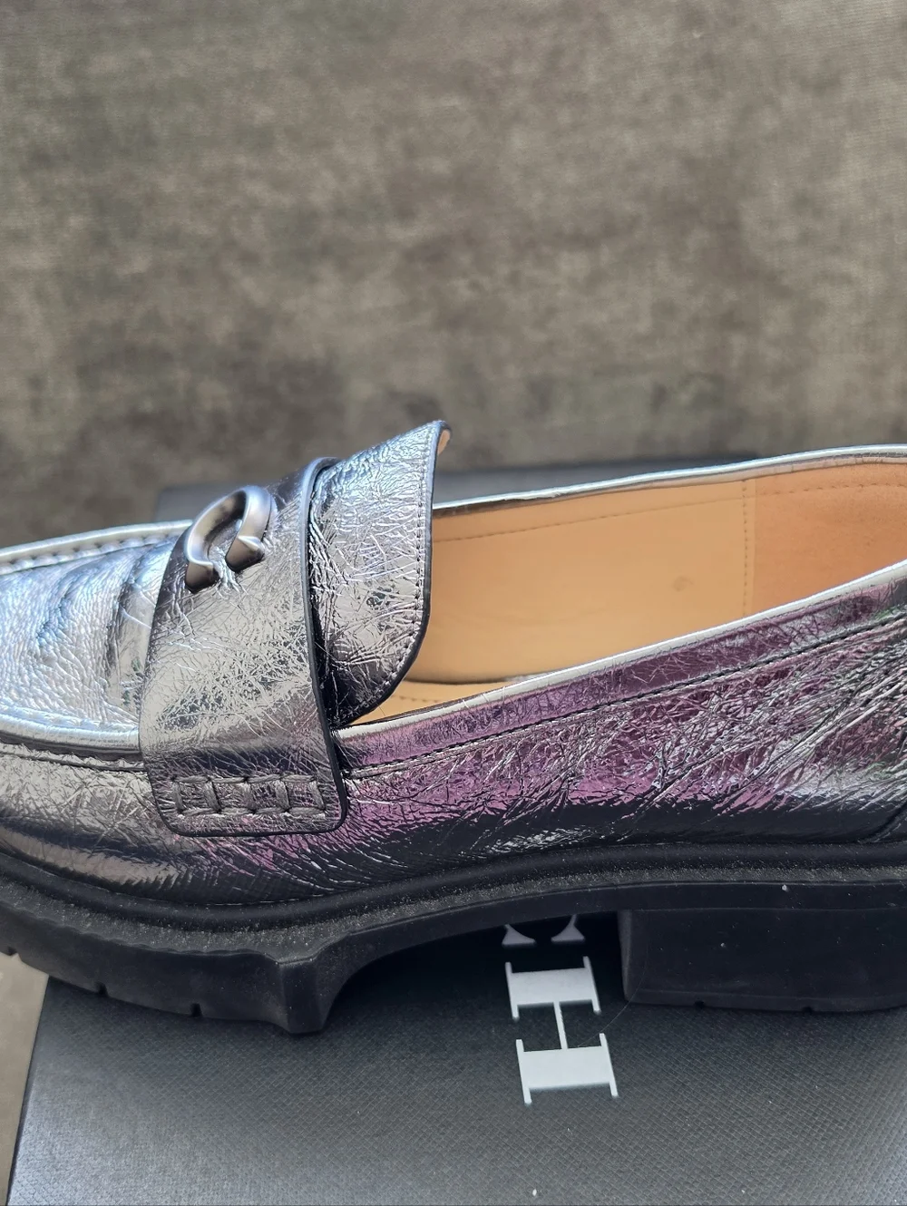 Coach Anthracite Leah Platform Loafers Size 7 - Picture 6 of 8